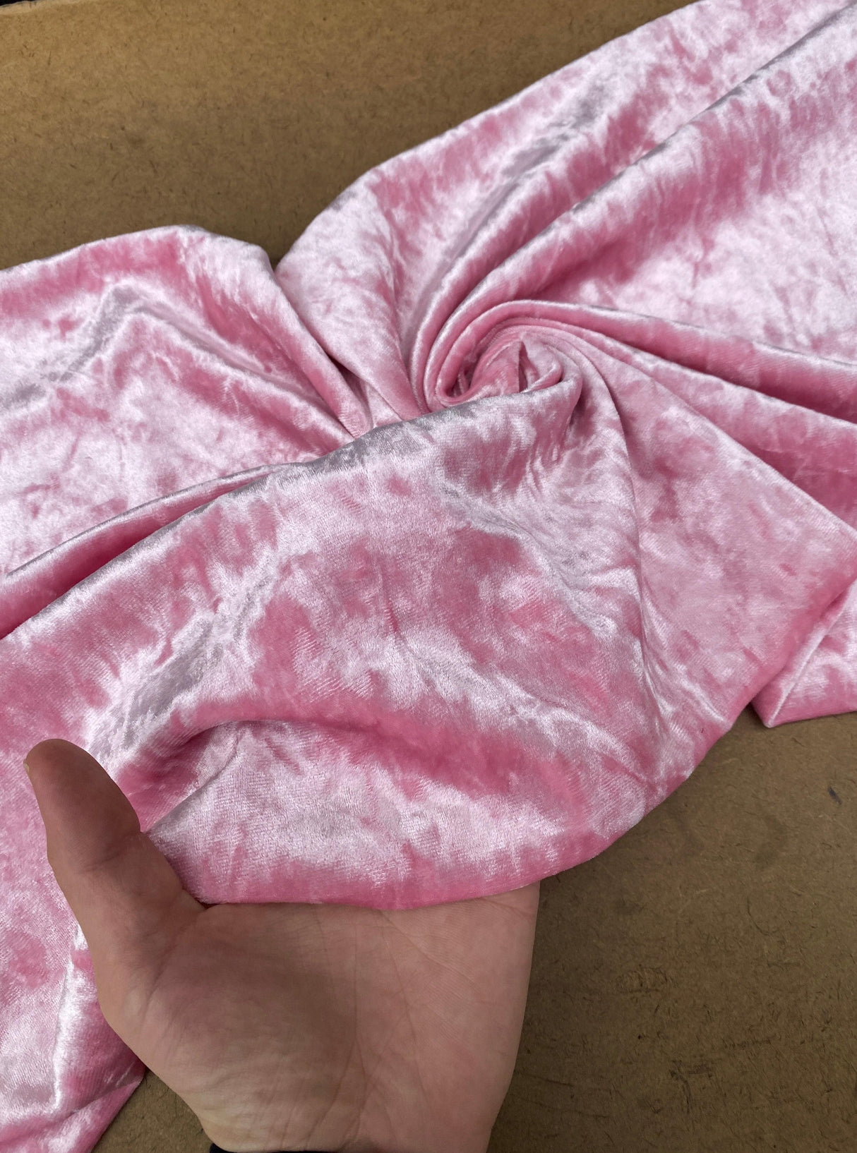 Stretch Crushed Velvet Baby Pink