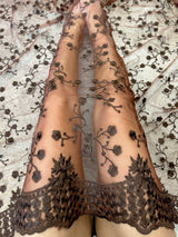 Brown Floral Embroidered Lace