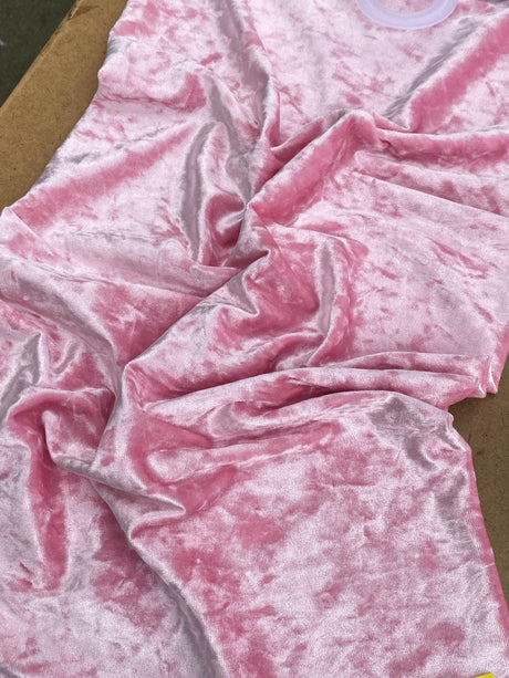 Stretch Crushed Velvet Baby Pink