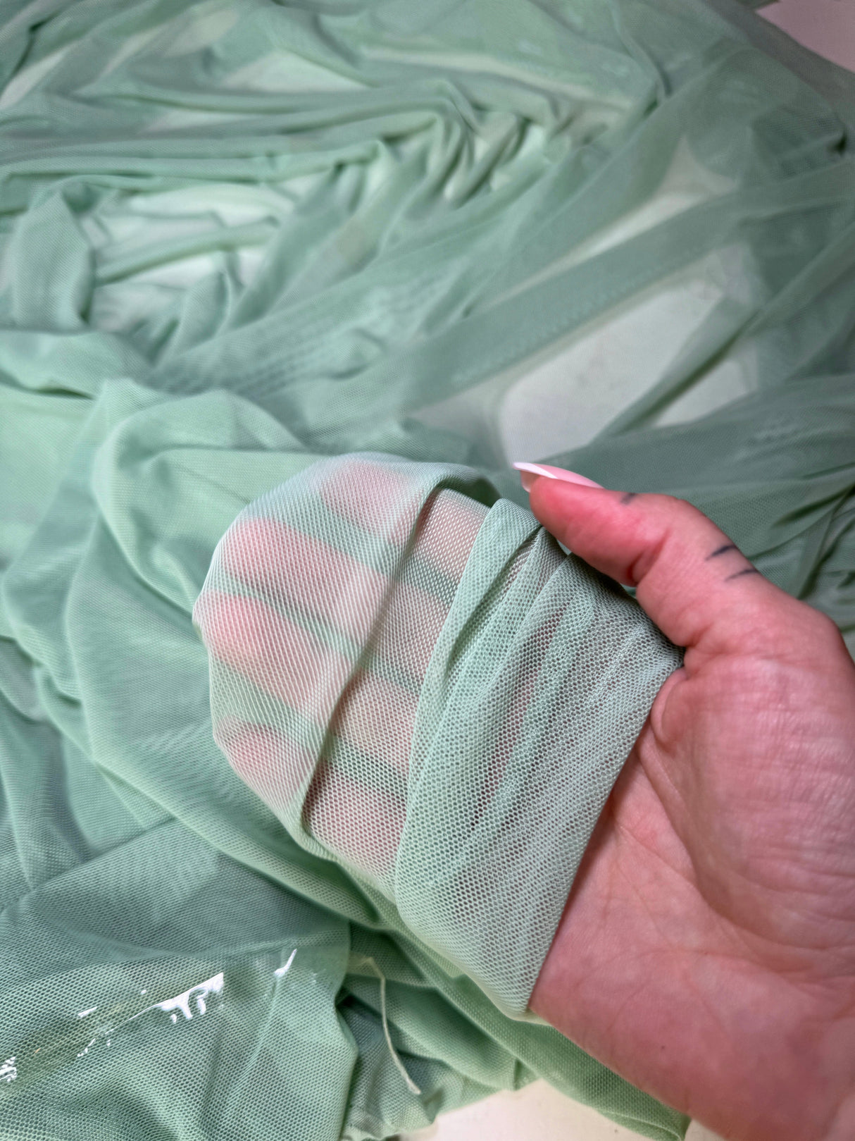 4 Way Stretch Power Mesh Sage Green