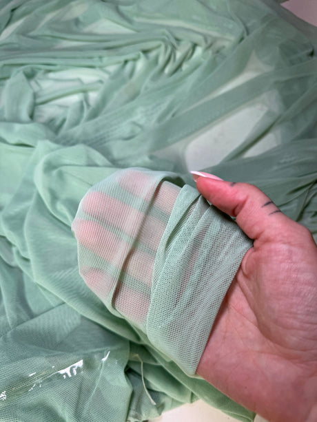 4 Way Stretch Power Mesh Sage Green