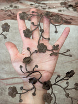 Brown Floral Embroidered Lace