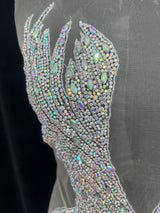 Silver Iridescent Rhinestone Bodice Applique