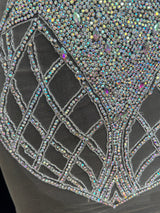 Silver Iridescent Rhinestone Bodice Applique
