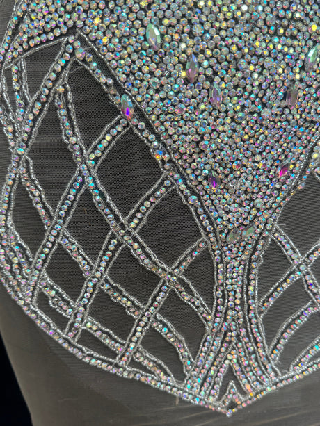Silver Iridescent Rhinestone Bodice Applique