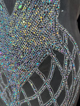 Silver Iridescent Rhinestone Bodice Applique