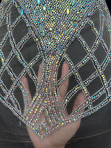 Silver Iridescent Rhinestone Bodice Applique