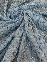 Stretch Mesh Baby Blue Bugle Beaded