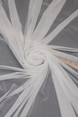 Power Mesh Nylon Spandex Fabric - White, Sheer Mesh, 60" Width (1 Yard)