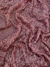 Stretch Bugle Beaded Mesh Dusty Rose