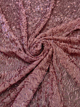 Stretch Bugle Beaded Mesh Dusty Rose
