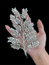 Silver Bridal Leaves Rhinestone Applique