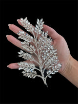 Silver Bridal Leaves Rhinestone Applique