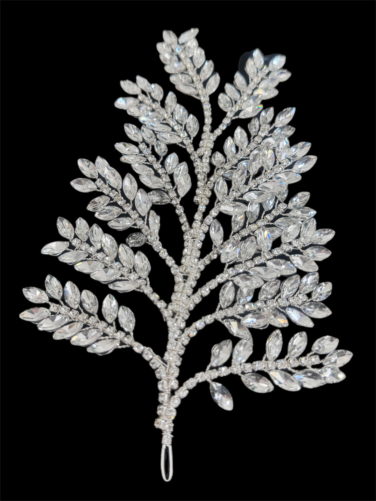 Silver Bridal Leaves Rhinestone Applique
