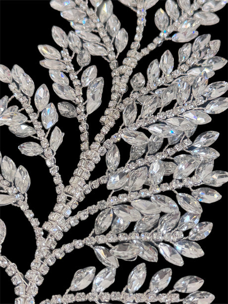 Silver Bridal Leaves Rhinestone Applique