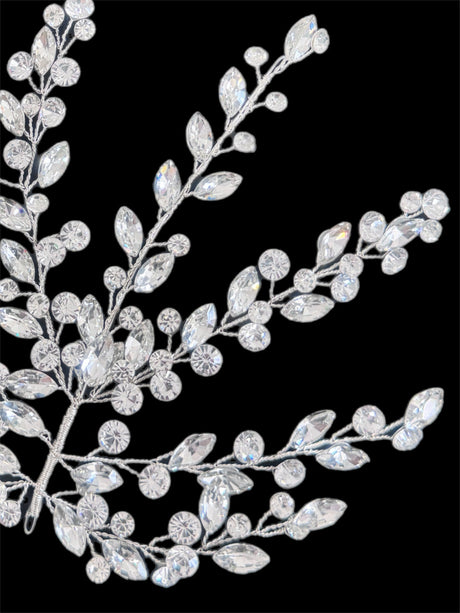 Silver Leaves Bridal Rhinestone Applique