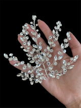 Silver Leaves Bridal Rhinestone Applique