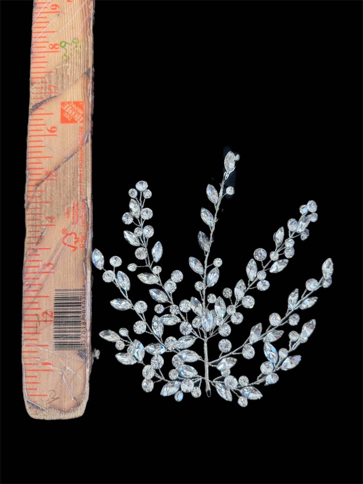 Silver Leaves Bridal Rhinestone Applique