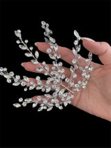 Silver Leaves Bridal Rhinestone Applique