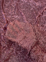 Stretch Bugle Beaded Mesh Dusty Rose