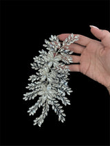 Silver Bridal Leaves Rhinestone Applique