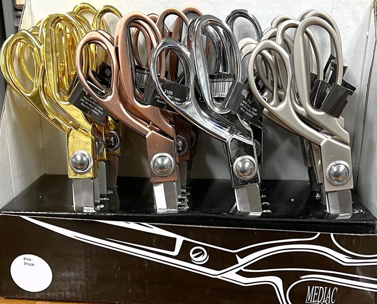 Professional Tailor Scissors Stainless Steel Fabric - Chrome Gold, Brushed Copper, Chrome Silver, Brushed Nickel, 8" Length, 2.35" Width, 0.79" Height