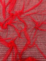 Beaded Pearl Tulle Mesh Red