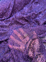 Stretch Bugle Beaded Power Mesh Purple