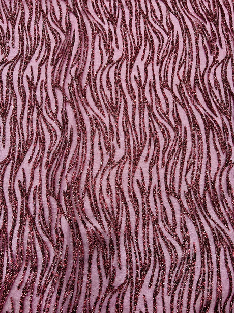 Glitter Lace on Mesh Burgundy