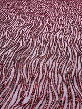 Glitter Lace on Mesh Burgundy