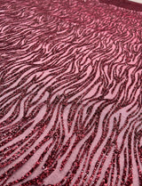 Glitter Lace on Mesh Burgundy