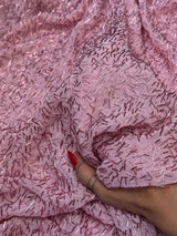 Stretch Bugle Beaded Mesh Blush Pink