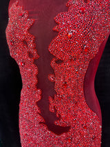 Red Rhinestone Bodice Applique