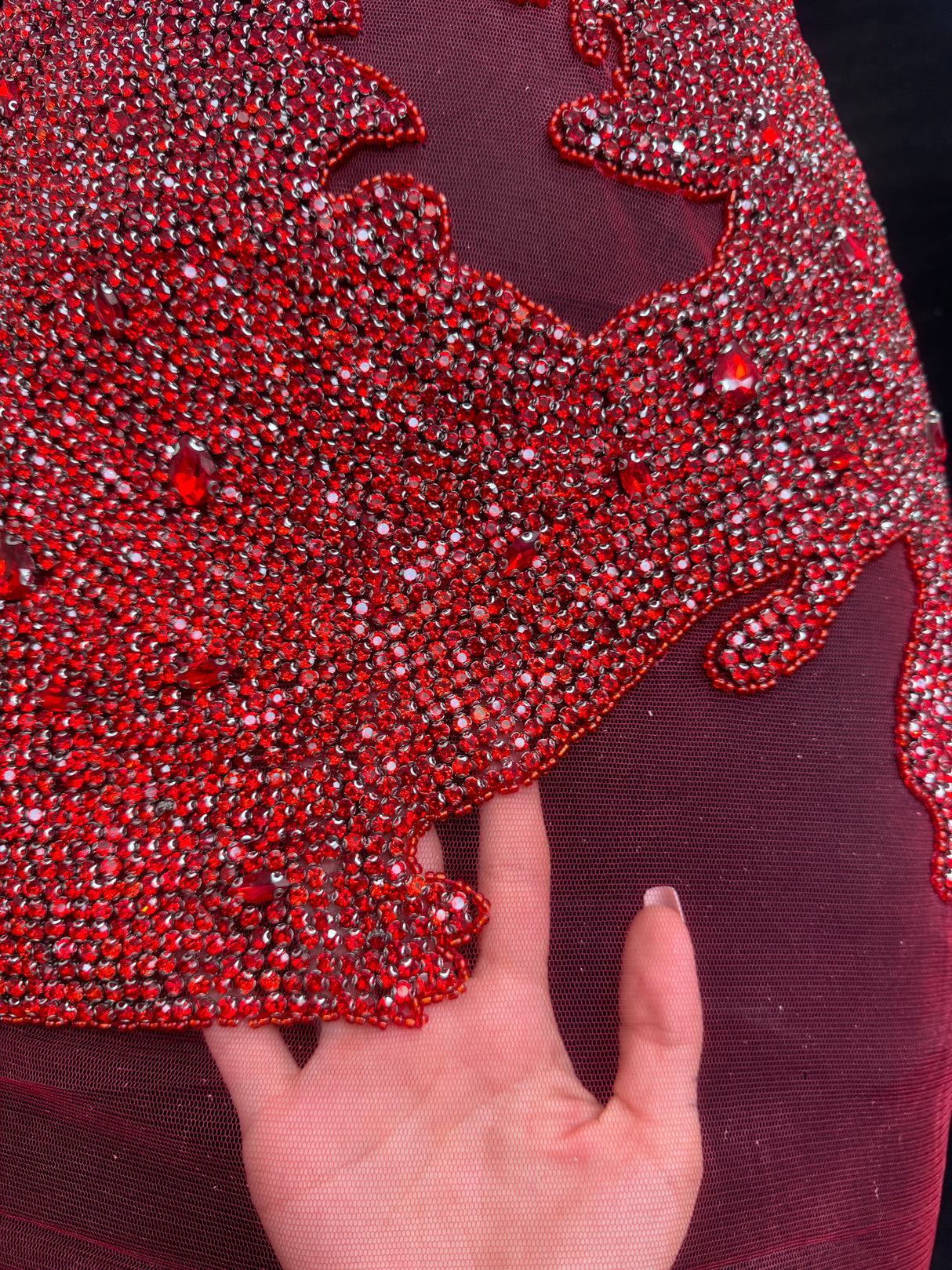 Red Rhinestone Bodice Applique