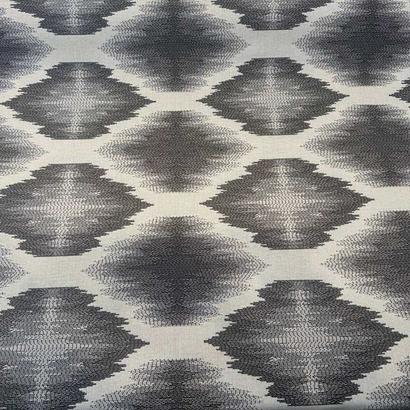 Obli Circles Polyester Fabric - Charcoal Gray Reversible Geometric Diamond Pattern, 62" Width (1 Yard)