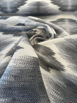 Obli Circles Polyester Fabric - Charcoal Gray Reversible Geometric Diamond Pattern, 62" Width (1 Yard)