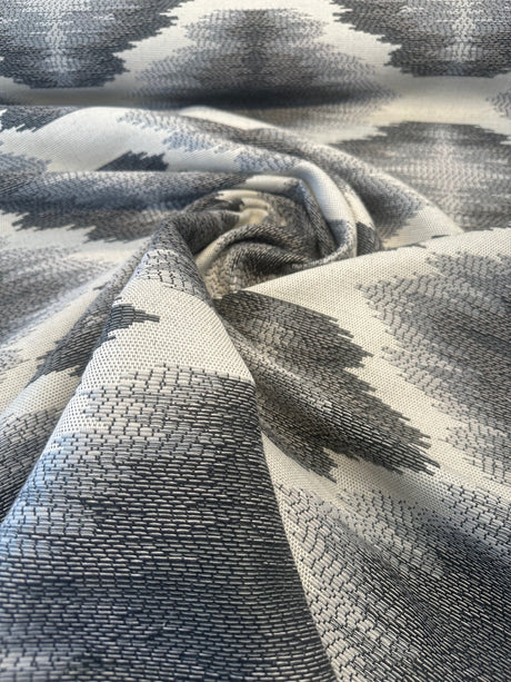 Obli Circles Polyester Fabric - Charcoal Gray Reversible Geometric Diamond Pattern, 62" Width (1 Yard)