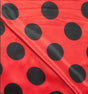 1/2″ half inch Black Polka Dot on Red Background Satin Fabric