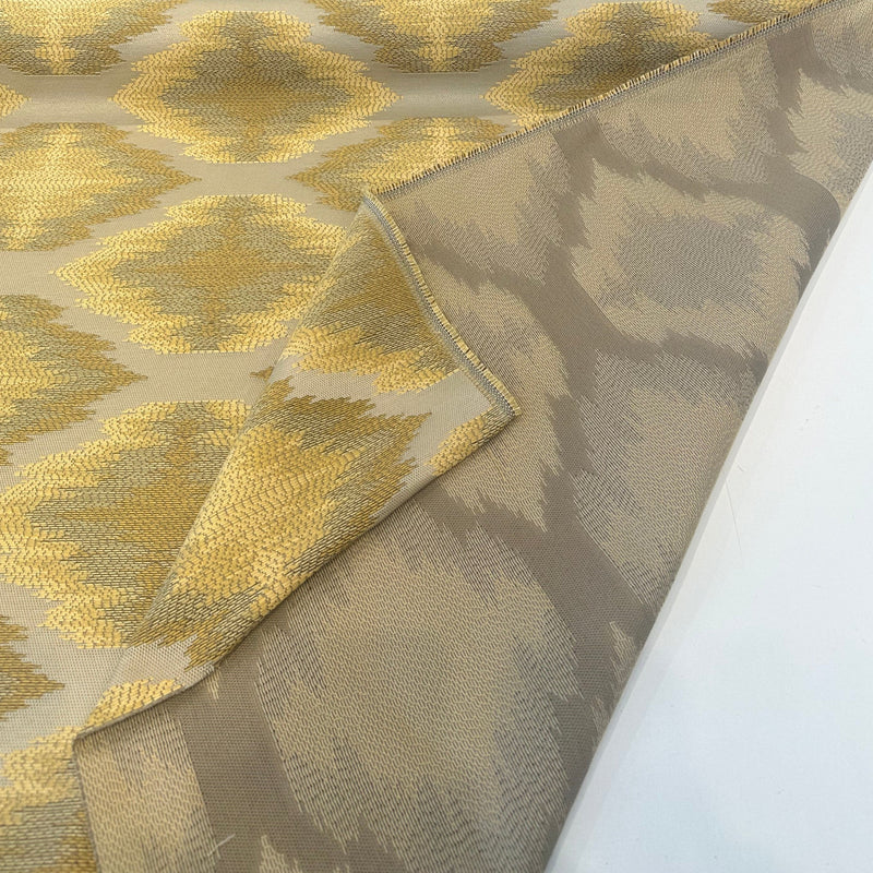Obli Golden Geige Reversible Heavy Chenille Upholstery Fabric - Golden Beige Geometric Pattern, 62" Width (1 Yard)