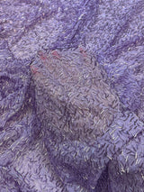 Lavender Bugle Beaded Stretch Mesh