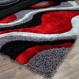 Luxury Shag Viscose Shiny Design Plush Area Rug Carpet - Polyester Shag Rug, Multi Color Pattern, 2" Pile Approx, 7'6" X 10'3" (1 Rug)