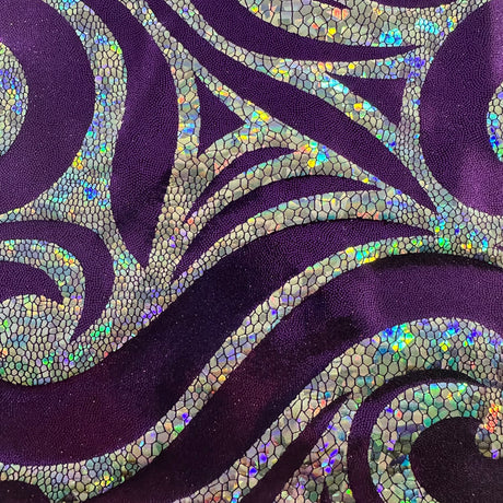 Nylon Spandex Paisley Foggy Foil Fabric