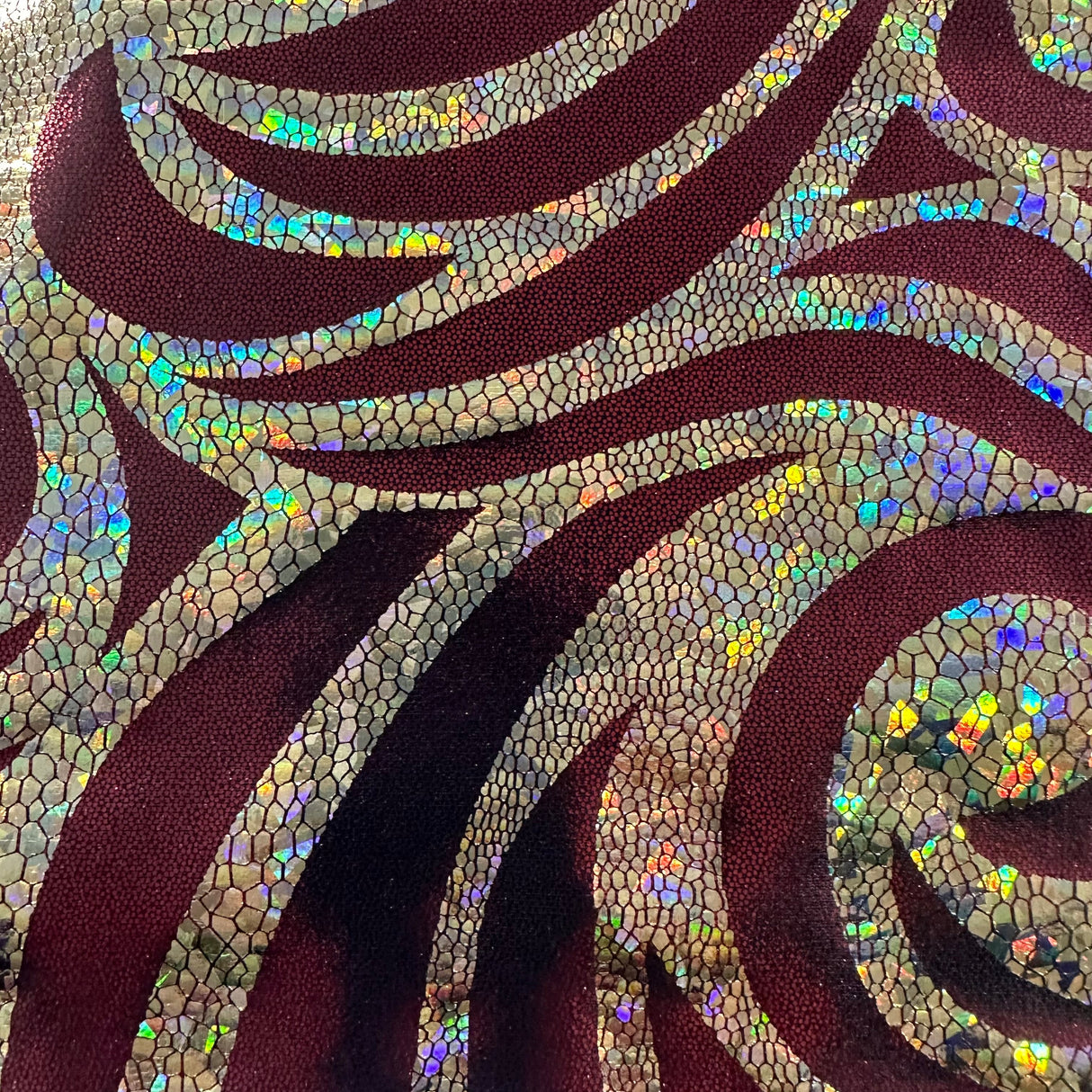 Nylon Spandex Paisley Foggy Foil Fabric