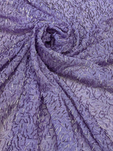 Lavender Bugle Beaded Stretch Mesh