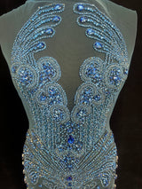 Sky Blue Rhinestone Bodice Applique