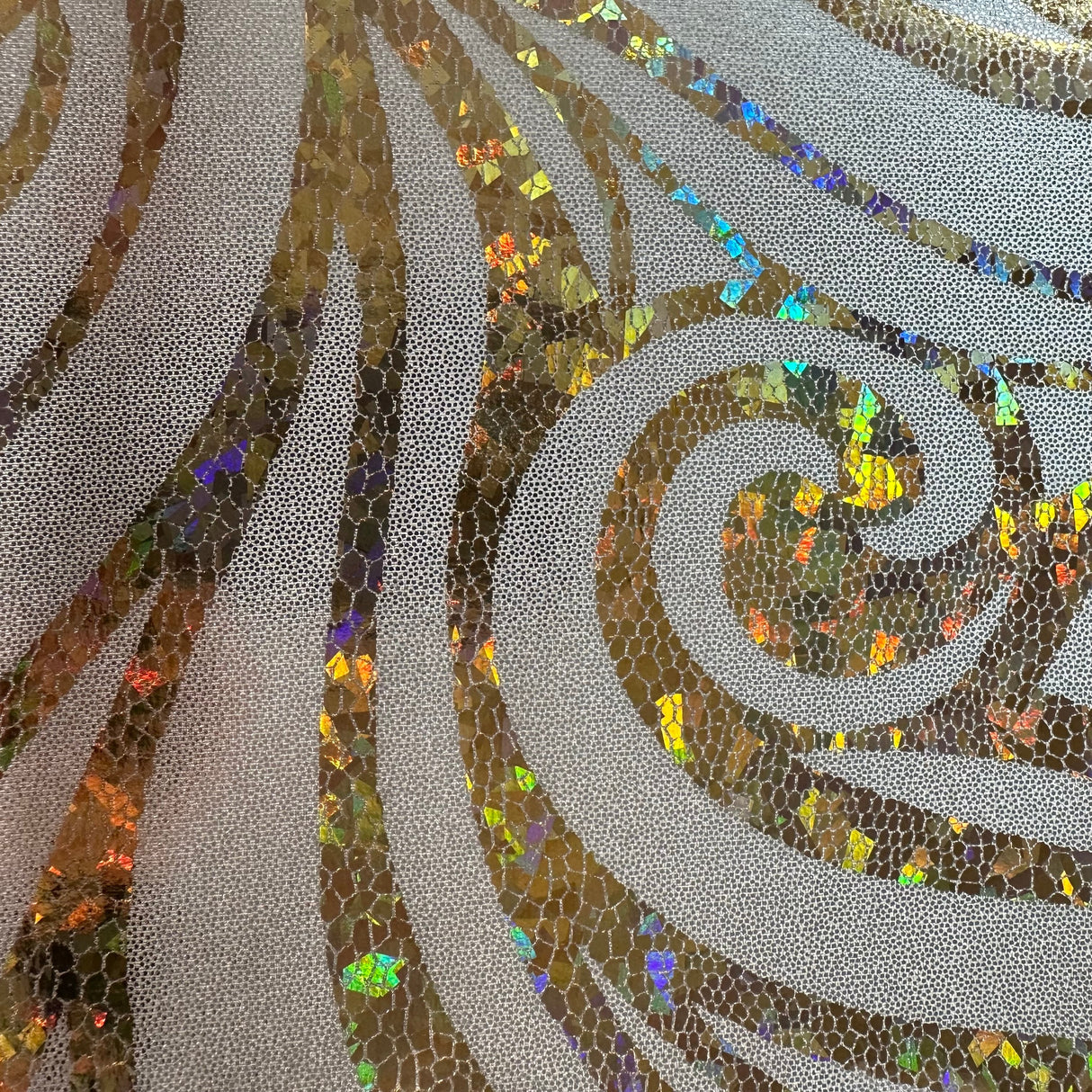 Nylon Spandex Paisley Foggy Foil Fabric
