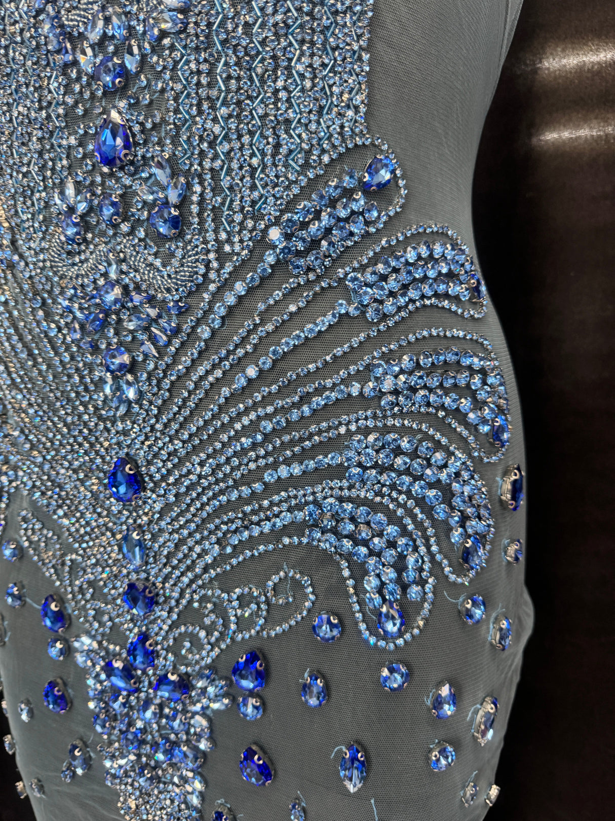 Sky Blue Rhinestone Bodice Applique