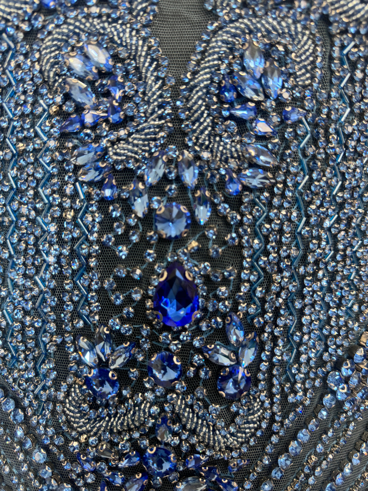 Sky Blue Rhinestone Bodice Applique