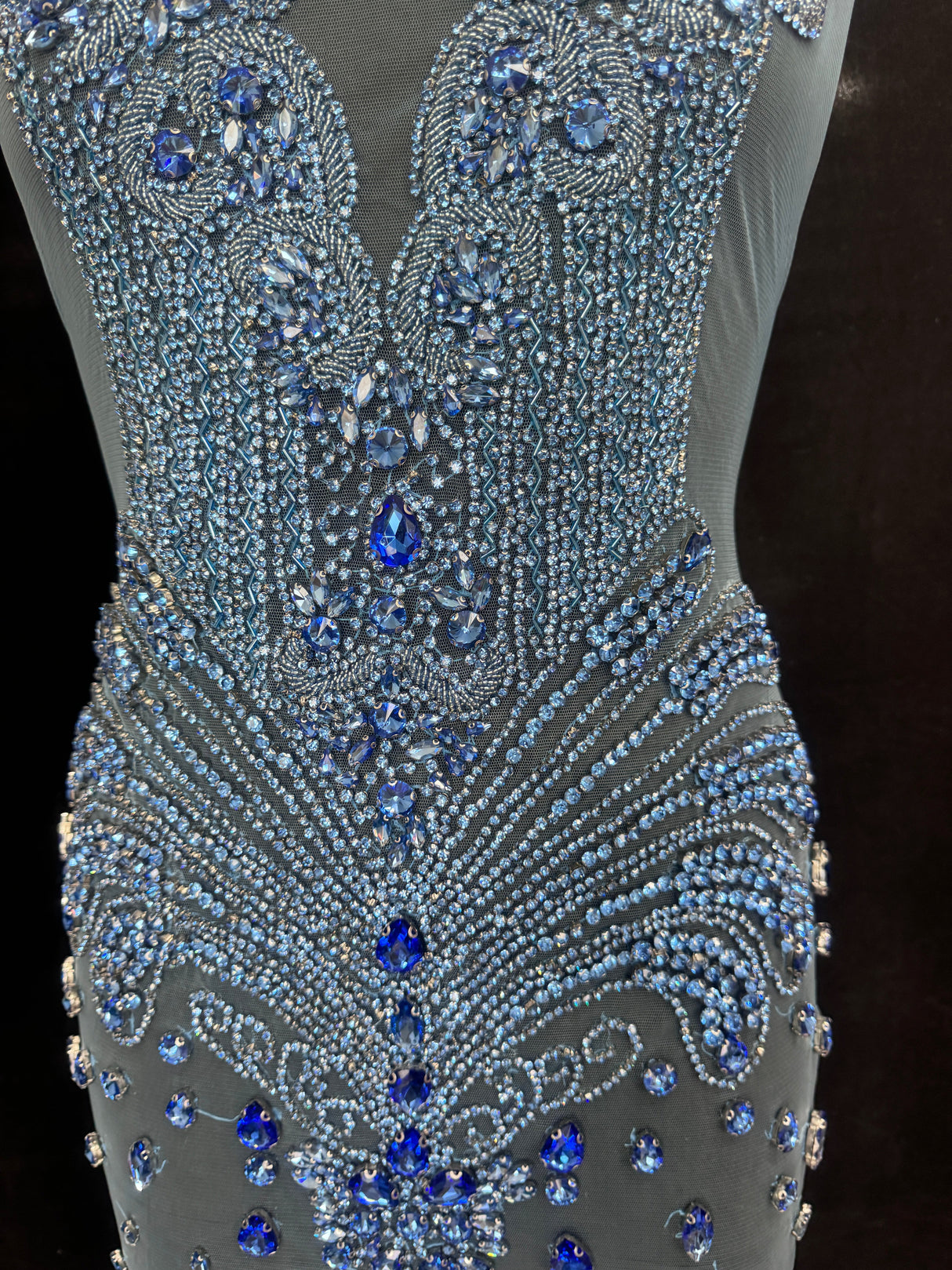 Sky Blue Rhinestone Bodice Applique