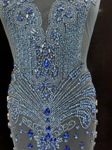 Sky Blue Rhinestone Bodice Applique